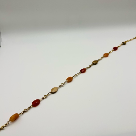 Monet Gold Tone Necklace w/ Mixed Gemstone Beads 17” Vintage - Picture 4 of 4